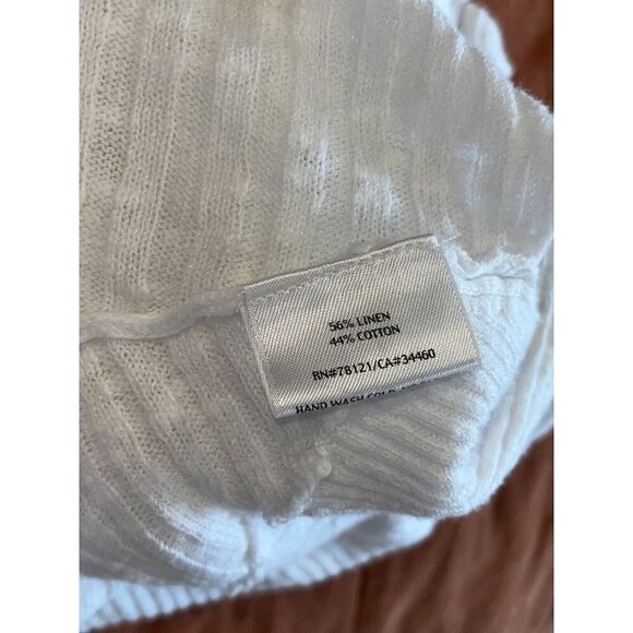 Eileen Fisher Linen cotton Open Front Cardigan White Textured Knit Sweater Size - Picture 7 of 7